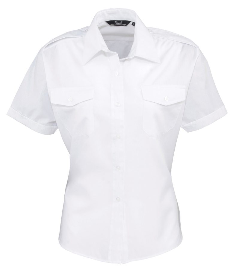 Premier &#8211; Womens Short Sleeve Pilot Blouse PR312, Vivid Promotion Workwear