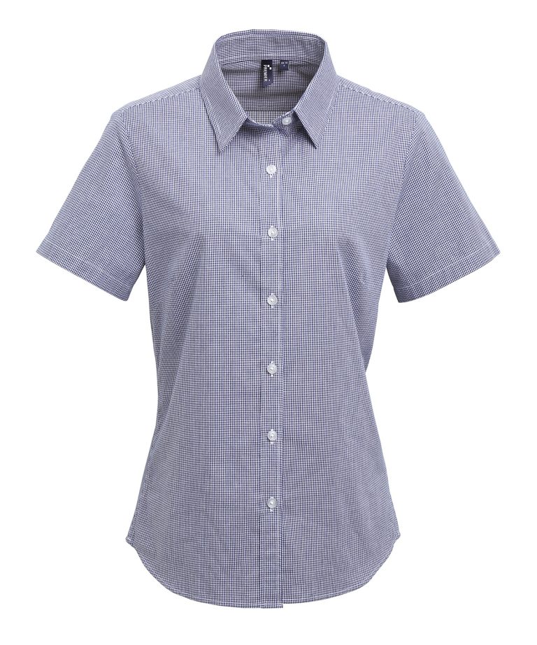 Alternative view of Premier - Womens Microcheck (Gingham) Short Sleeve Cotton Shirt PR321