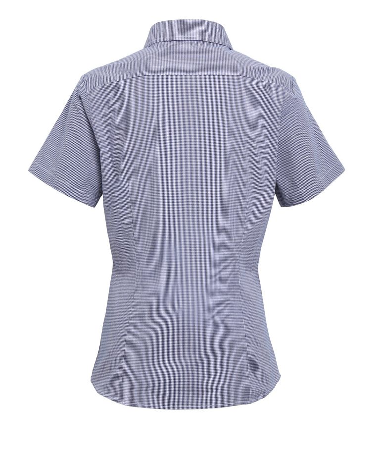 Premier &#8211; Womens Microcheck (Gingham) Short Sleeve Cotton Shirt PR321, Vivid Promotion Workwear