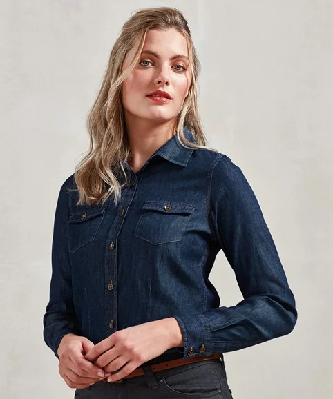 Alternative view of Premier - Womens Jeans Stitch Denim Shirt PR322