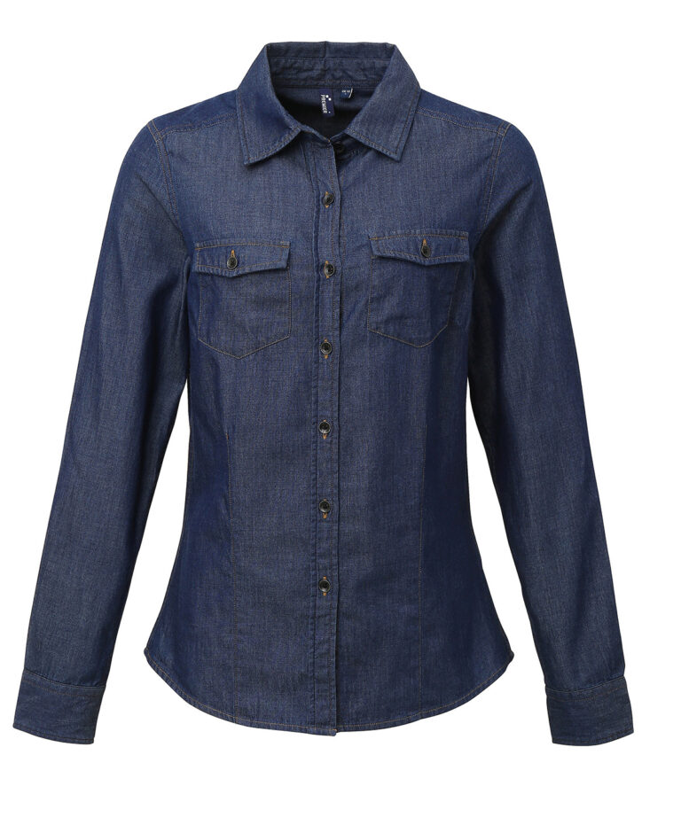 Premier &#8211; Womens Jeans Stitch Denim Shirt PR322, Vivid Promotion Workwear