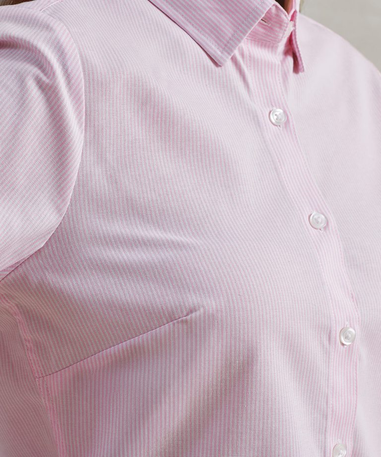 Premier &#8211; Womens Cotton Rich Oxford Stripes Blouse PR338, Vivid Promotion Workwear