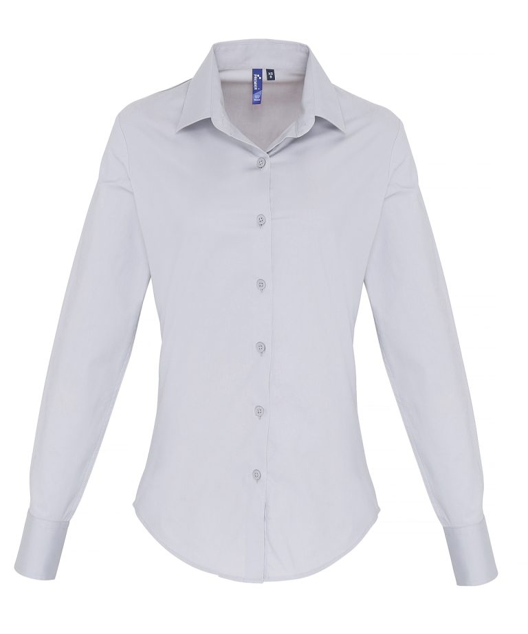 Alternative view of Premier - Womens Stretch Fit Cotton Poplin Long Sleeve Blouse PR344