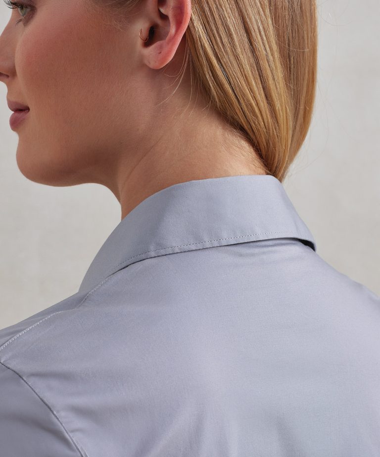 Premier &#8211; Womens Stretch Fit Cotton Poplin Long Sleeve Blouse PR344, Vivid Promotion Workwear