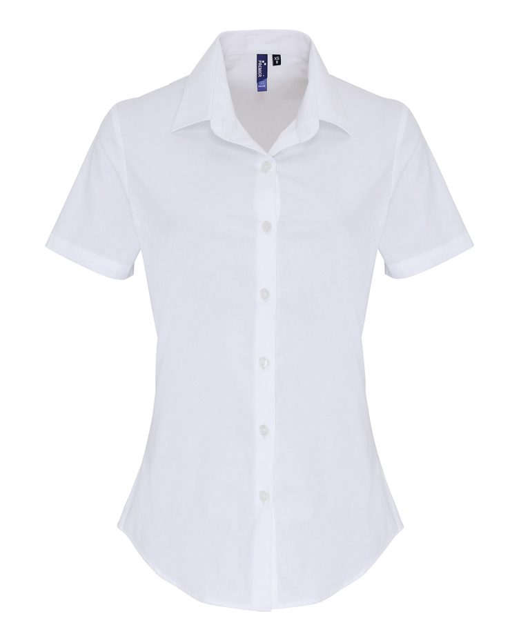 Alternative view of Premier - Womens Stretch Fit Cotton Poplin Short Sleeve Blouse PR346