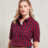 Premier &#8211; Microcheck (Gingham) Short Sleeve Cotton Shirt PR221, Vivid Promotion Workwear