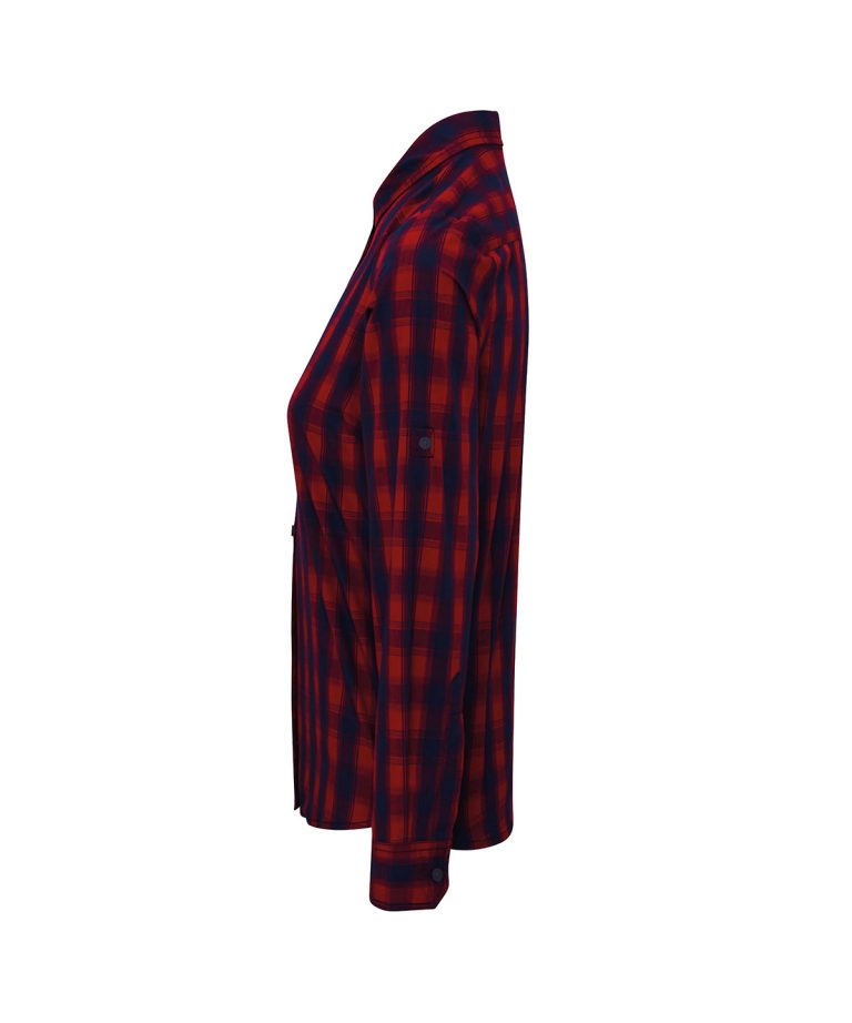 Premier &#8211; Womens Mulligan Check Cotton Long Sleeve Shirt PR350, Vivid Promotion Workwear
