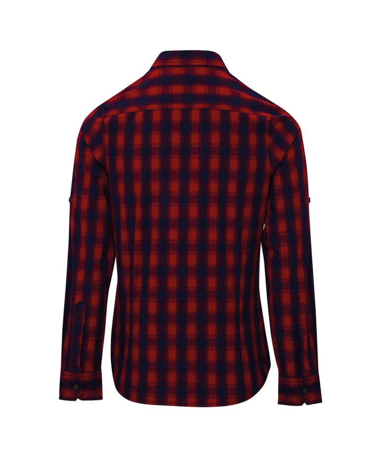 Premier &#8211; Womens Mulligan Check Cotton Long Sleeve Shirt PR350, Vivid Promotion Workwear