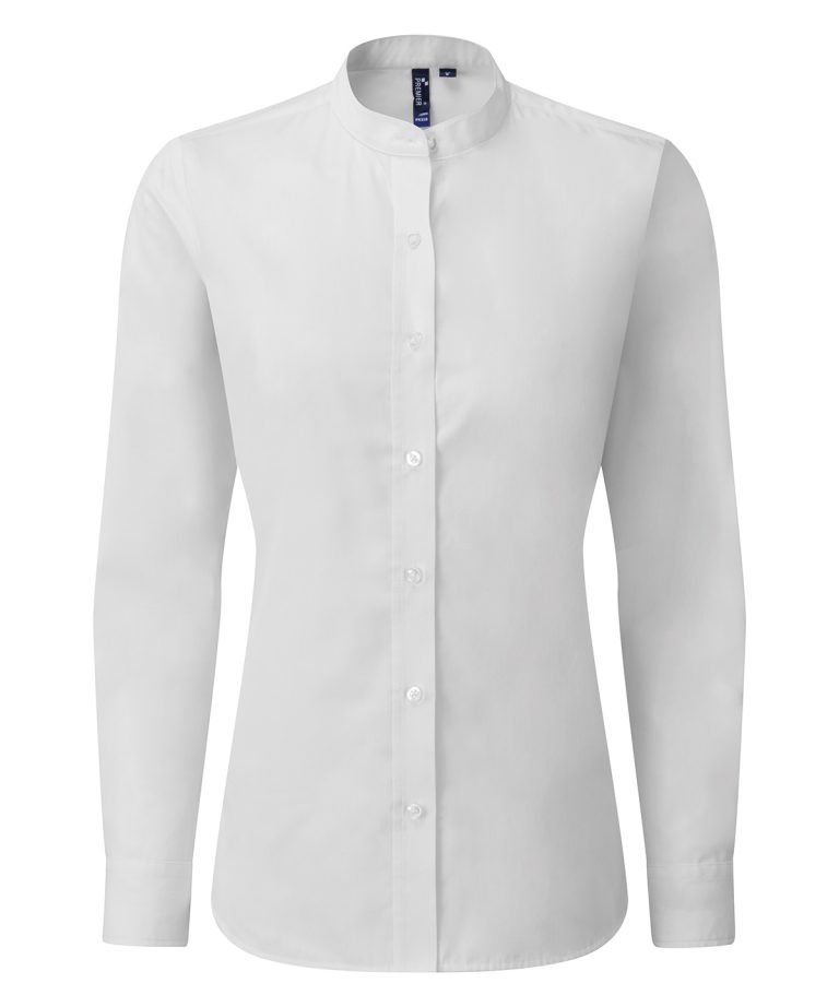 Premier - Womens Banded Collar Grandad Shirt PR358