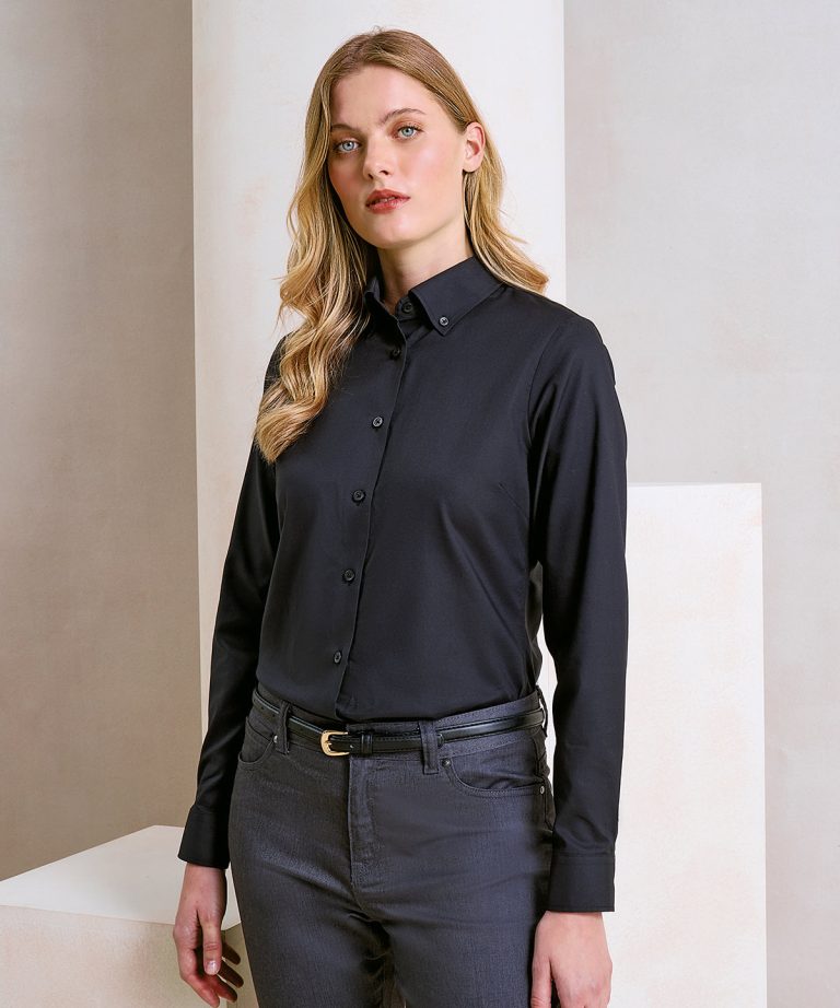 Premier &#8211; Womens Supreme Oxford Long Sleeve Shirt PR384, Vivid Promotion Workwear