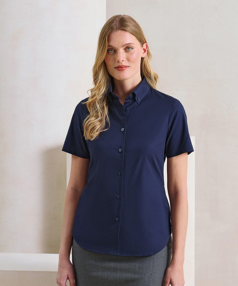 Premier &#8211; Womens Supreme Oxford Short Sleeve Shirt PR386, Vivid Promotion Workwear