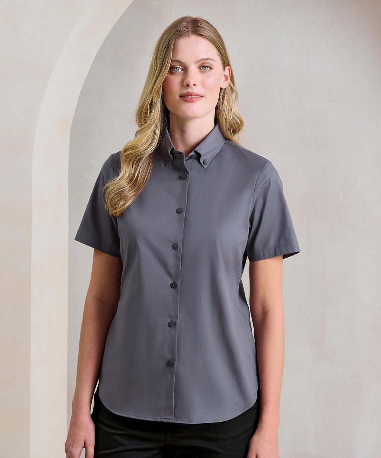 Premier &#8211; Womens Supreme Oxford Short Sleeve Shirt PR386, Vivid Promotion Workwear