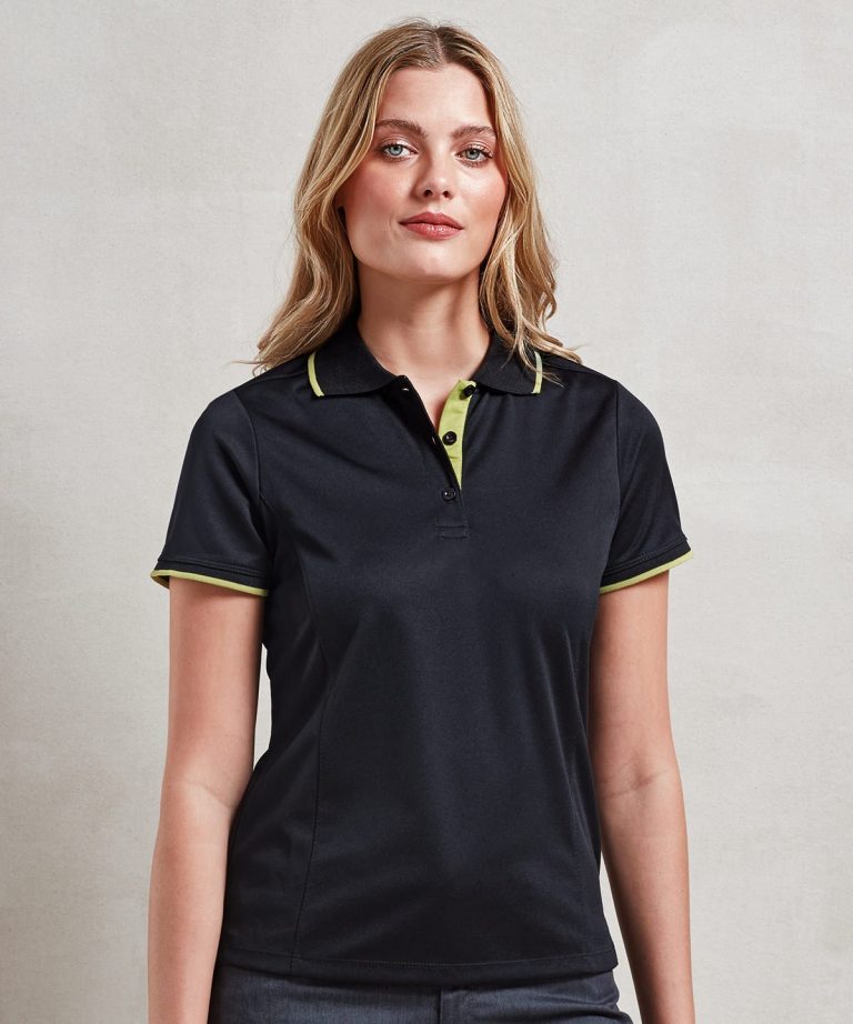 Premier &#8211; Womens Contrast Coolchecker Polo PR619, Vivid Promotion Workwear