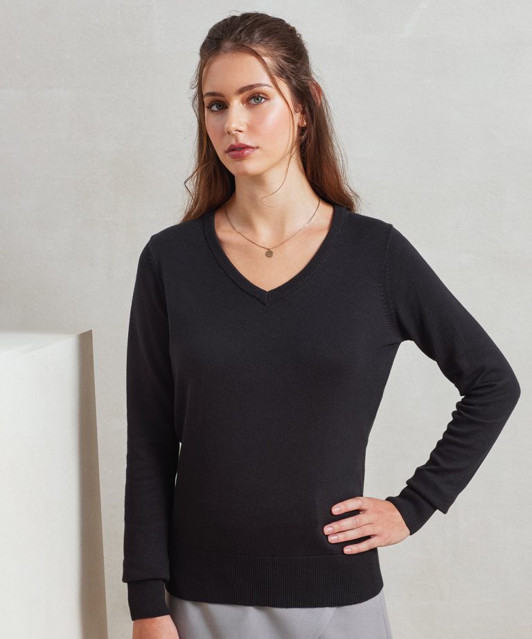 Premier &#8211; Womens V-Neck Knitted Sweater PR696, Vivid Promotion Workwear