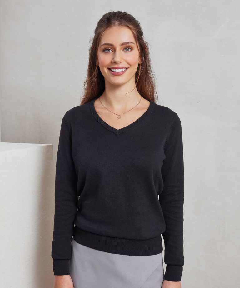 Premier &#8211; Womens V-Neck Knitted Sweater PR696, Vivid Promotion Workwear