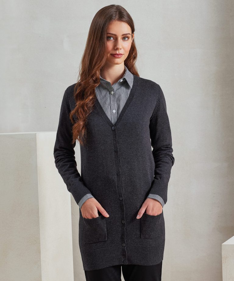 Premier &#8211; Womens Longline Knitted Cardigan PR698, Vivid Promotion Workwear