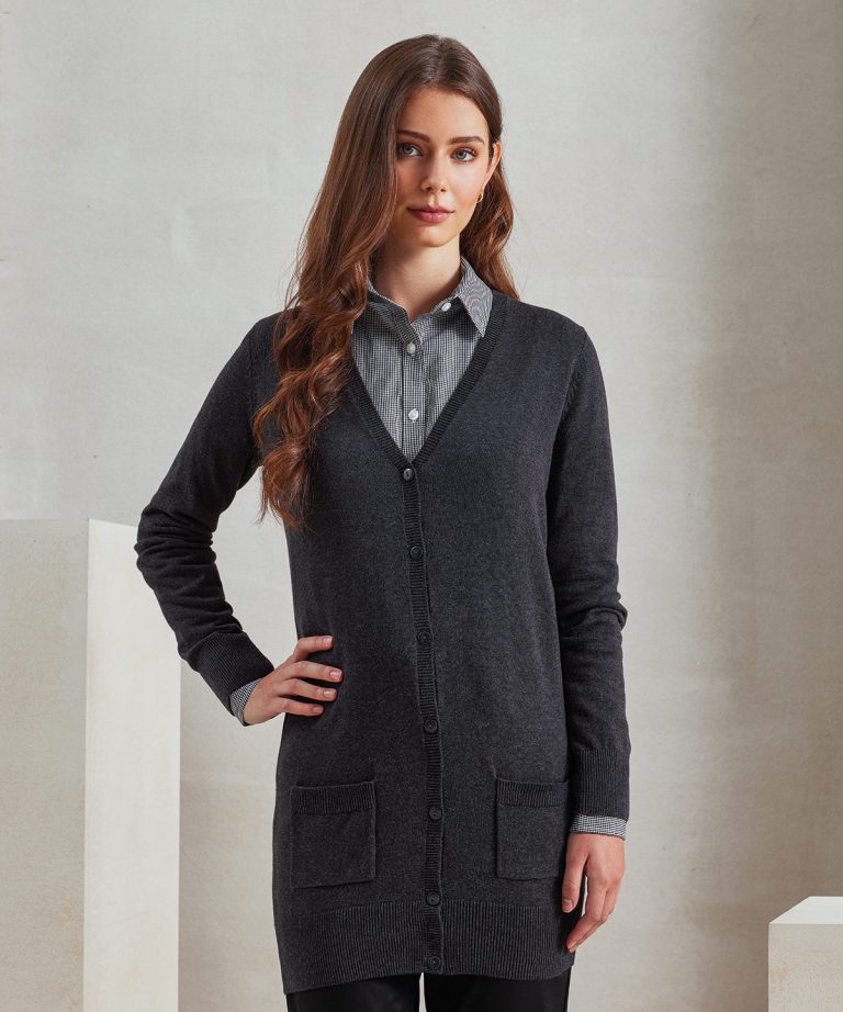 Premier &#8211; Womens Longline Knitted Cardigan PR698, Vivid Promotion Workwear