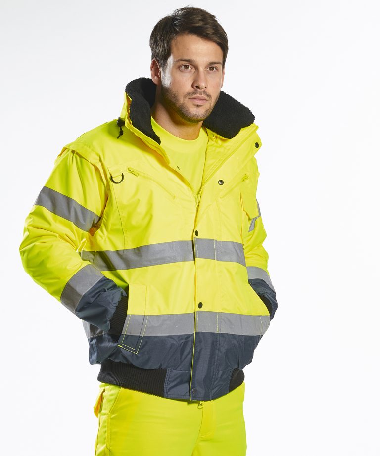 Portwest &#8211; Hi &#8211; Vis Contrast Bomber Jacket (C465) PW013, Vivid Promotion Workwear