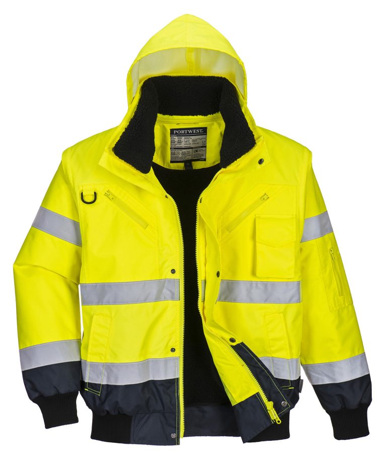 Portwest &#8211; Hi &#8211; Vis Contrast Bomber Jacket (C465) PW013, Vivid Promotion Workwear