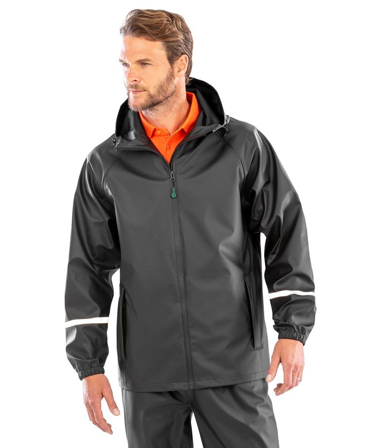 Result Genuine Recycled - Prism Pu Waterproof Jacket With Reflective Bands And Recycled Backing R915X