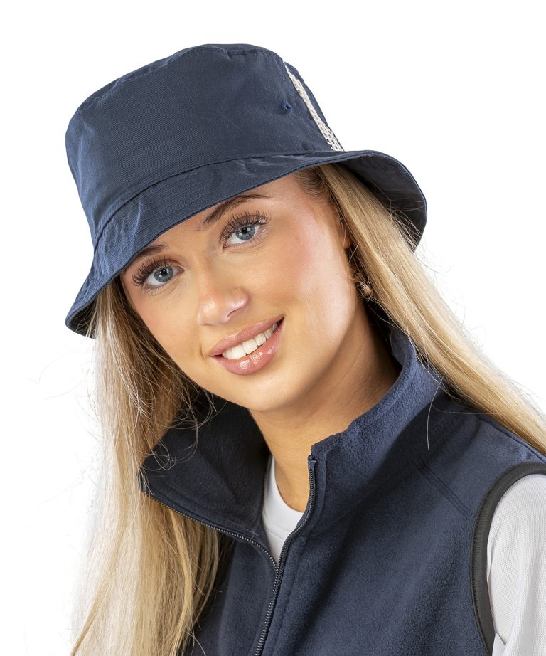 Result Headwear - Deluxe Washed Cotton Bucket Hat With Side Mesh Panels RC45X