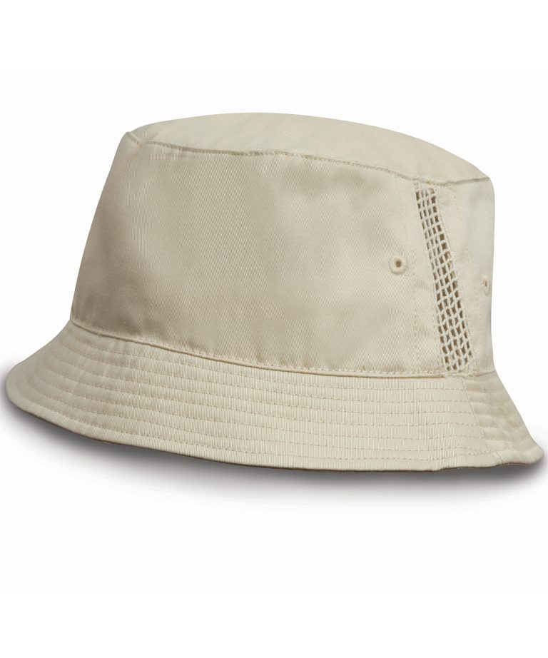Result Headwear &#8211; Deluxe Washed Cotton Bucket Hat With Side Mesh Panels RC45X, Vivid Promotion Workwear
