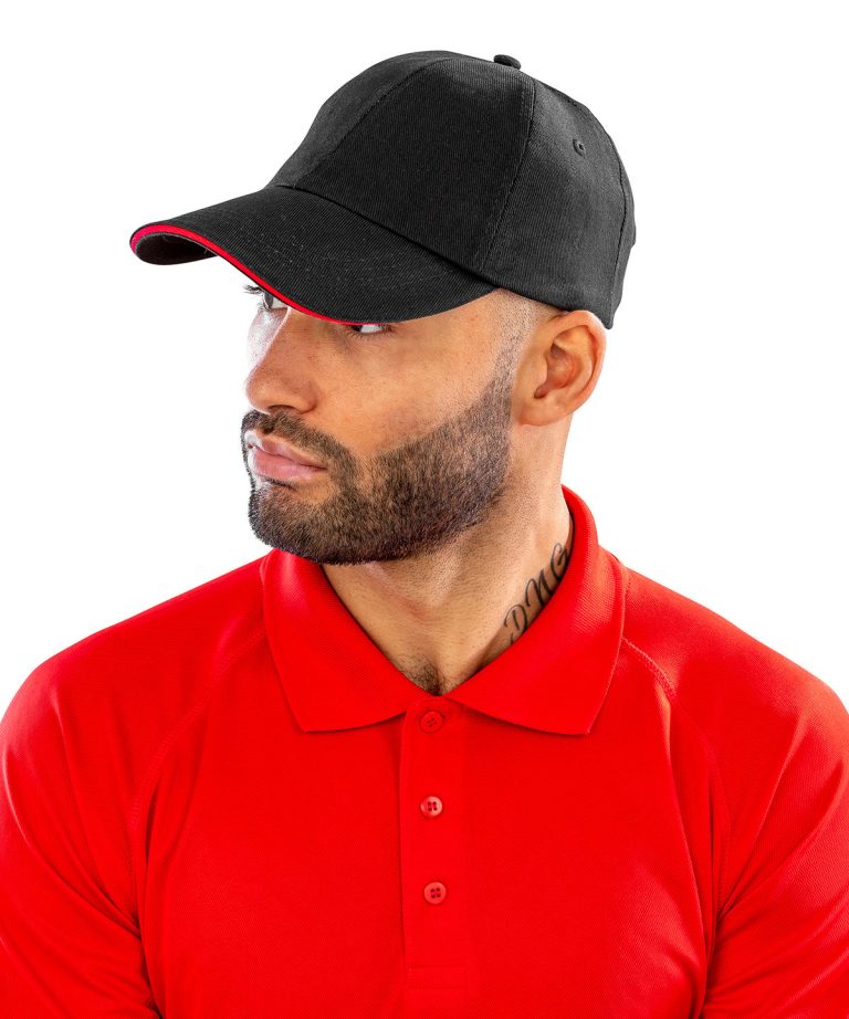 Result Headwear - Brushed Coton Printers| Embroiderers Cap With Sandwich Peak RC50X