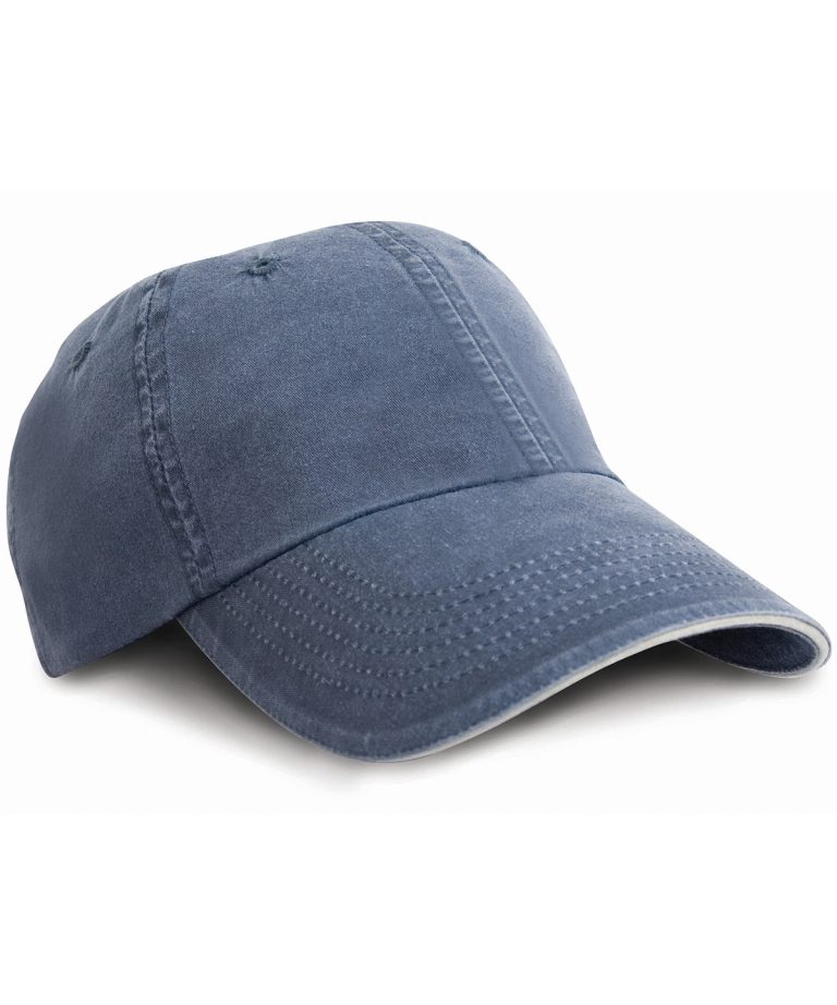 Result Headwear &#8211; Washed Fine Line Cotton Cap With Sandwich Peak RC54X, Vivid Promotion Workwear
