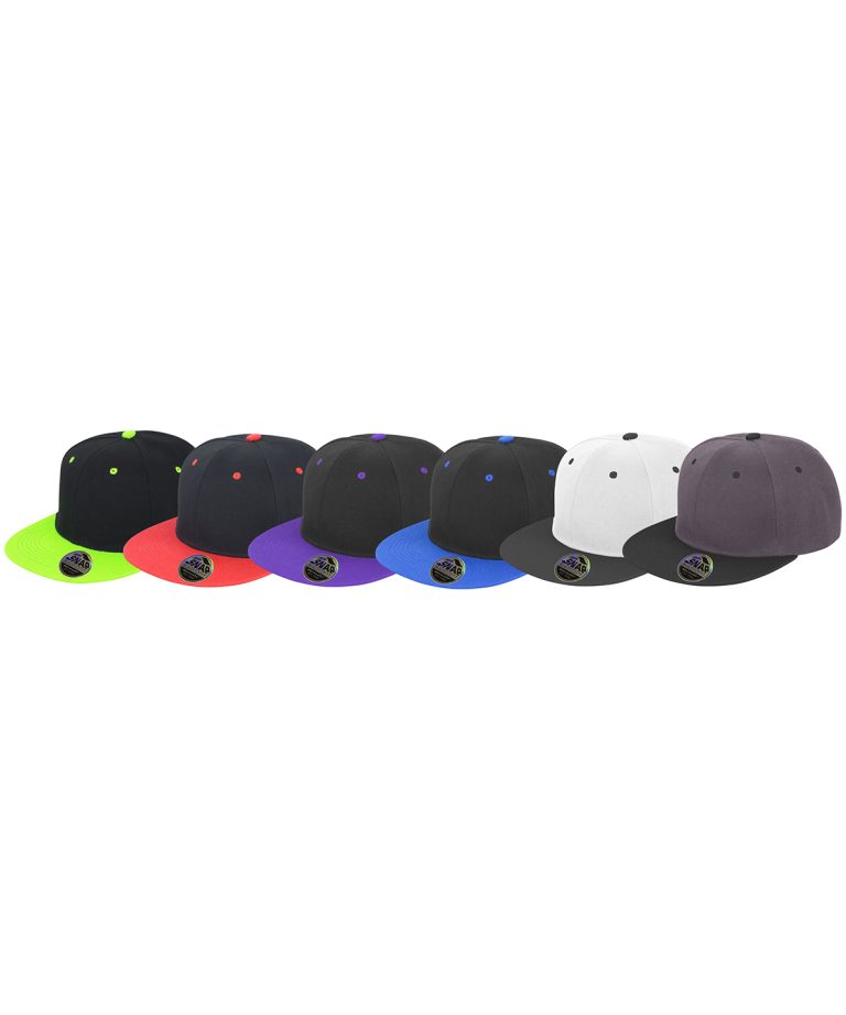 Result Headwear &#8211; Bronx Original Flat Peak Snapback Dual Colour Cap RC82X, Vivid Promotion Workwear