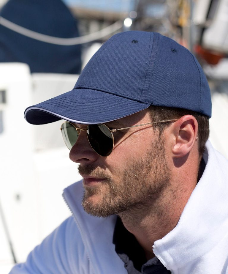 Result Headwear &#8211; Memphis Brushed Cotton Low &#8211; Profile Sandwich Peak Cap RC91X, Vivid Promotion Workwear