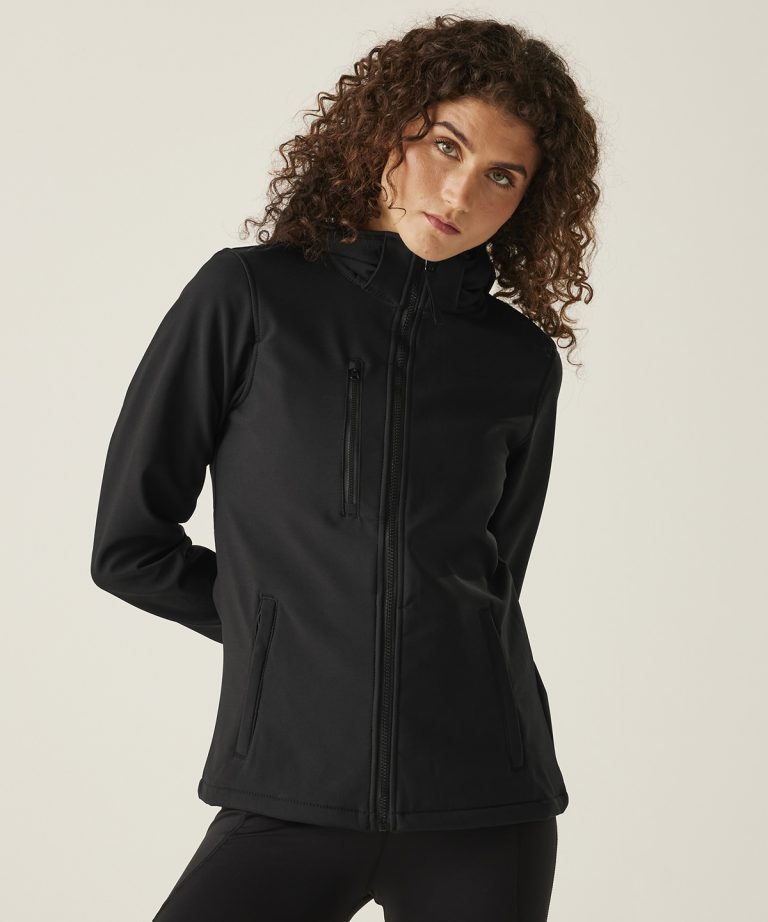 Regatta Professional &#8211; Womens Venturer 3 &#8211; Layer Hooded Softshell Jacket RG153, Vivid Promotion Workwear