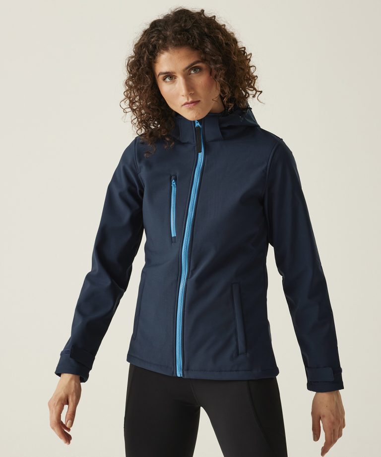 Regatta Professional &#8211; Womens Venturer 3 &#8211; Layer Hooded Softshell Jacket RG153, Vivid Promotion Workwear