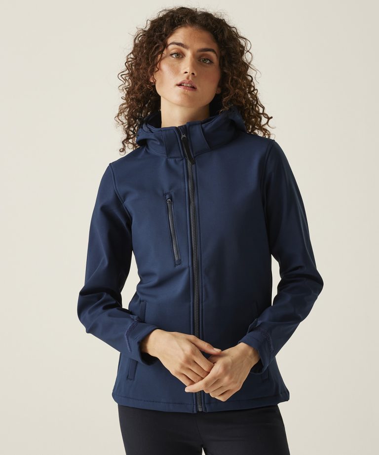 Regatta Professional &#8211; Womens Venturer 3 &#8211; Layer Hooded Softshell Jacket RG153, Vivid Promotion Workwear