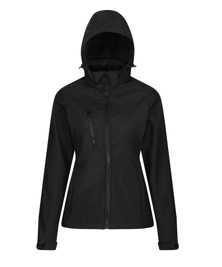 Regatta Professional &#8211; Womens Venturer 3 &#8211; Layer Hooded Softshell Jacket RG153, Vivid Promotion Workwear