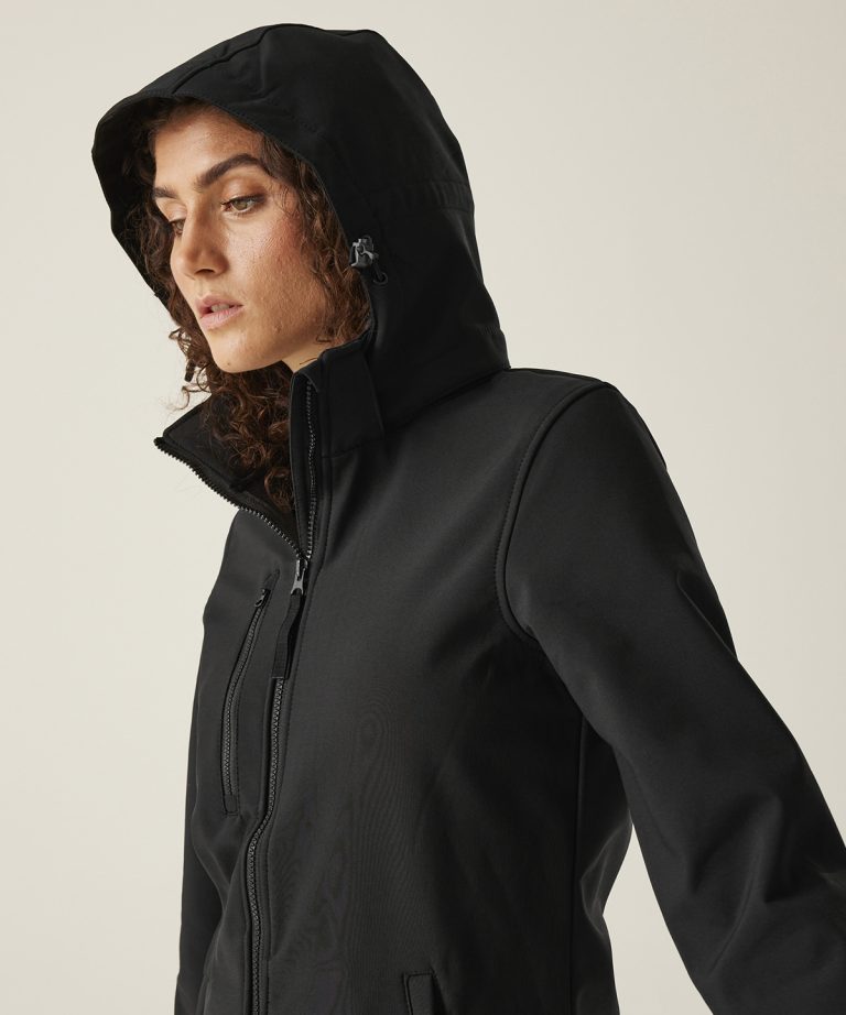 Regatta Professional &#8211; Womens Venturer 3 &#8211; Layer Hooded Softshell Jacket RG153, Vivid Promotion Workwear
