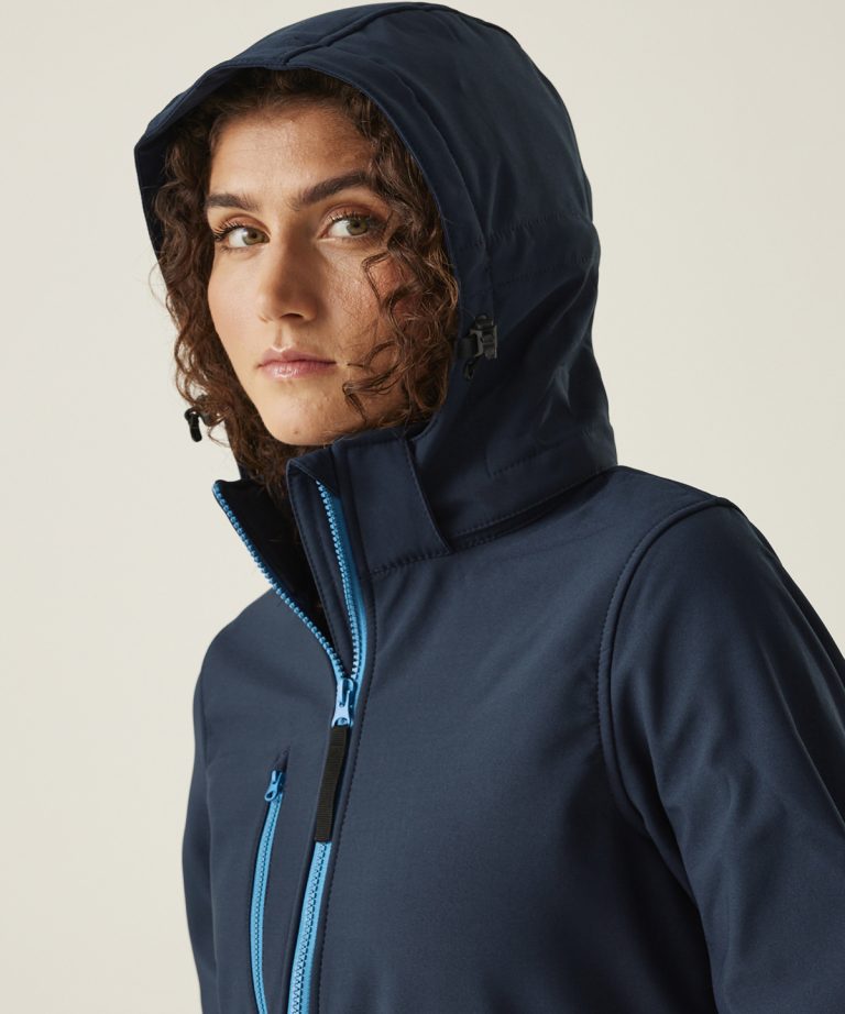 Regatta Professional &#8211; Womens Venturer 3 &#8211; Layer Hooded Softshell Jacket RG153, Vivid Promotion Workwear