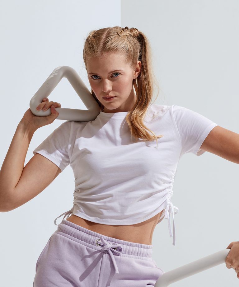 Tridri &#8211; Womens Tridri Ruched Crop Top TR069, Vivid Promotion Workwear