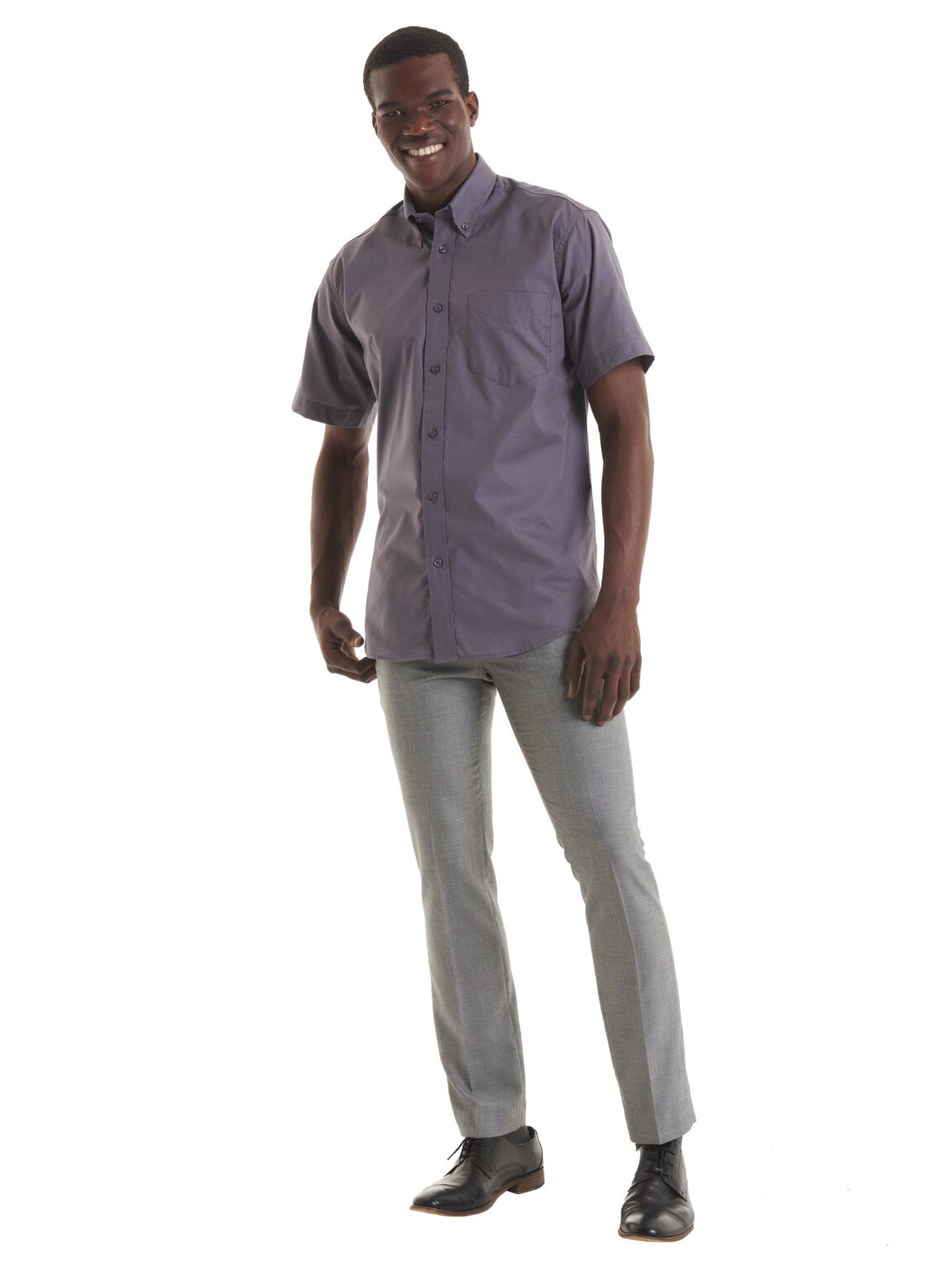 UNEEK Mens Pinpoint Oxford Half Sleeve Shirt UC702, Vivid Promotion Workwear