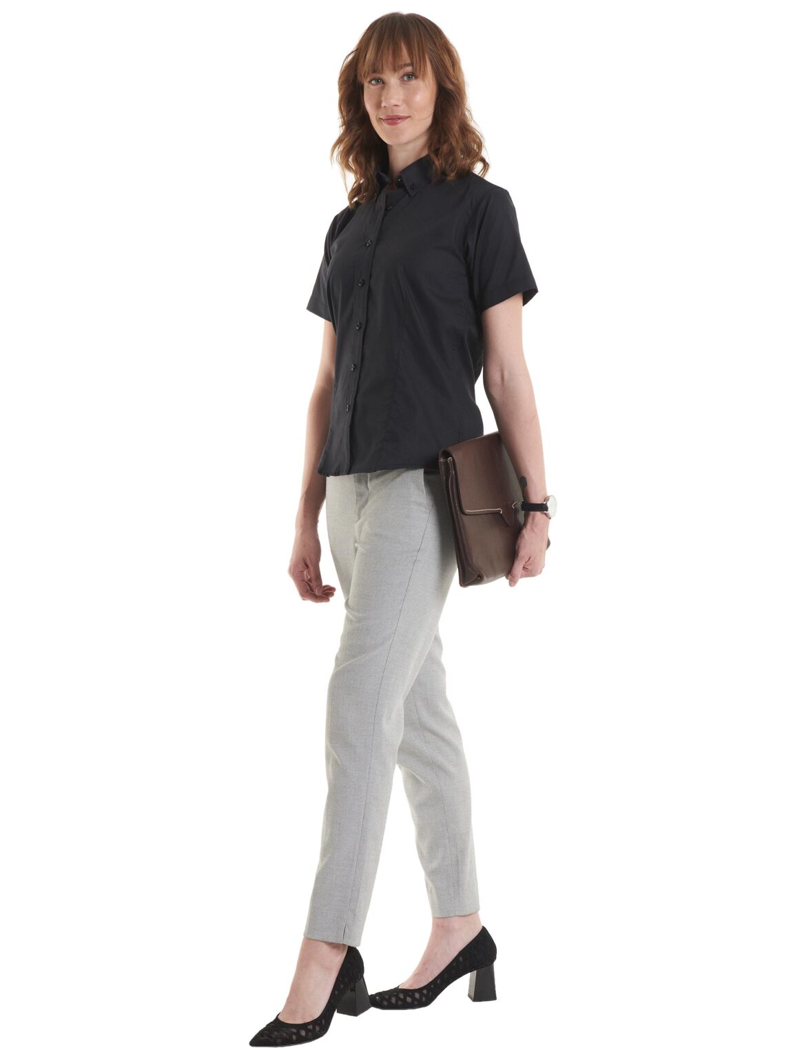 UNEEK Ladies Pinpoint Oxford Half Sleeve Shirt UC704, Vivid Promotion Workwear