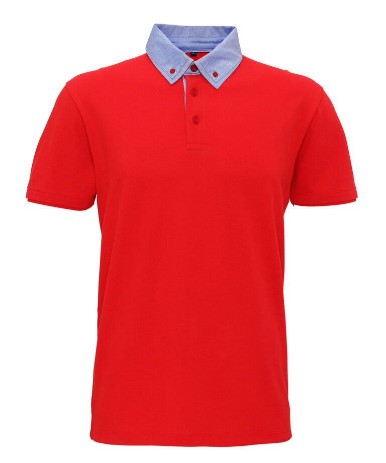 Asquith &#038; Fox Men&#8217;s chambray button down collar polo AQ007, Vivid Promotion Workwear