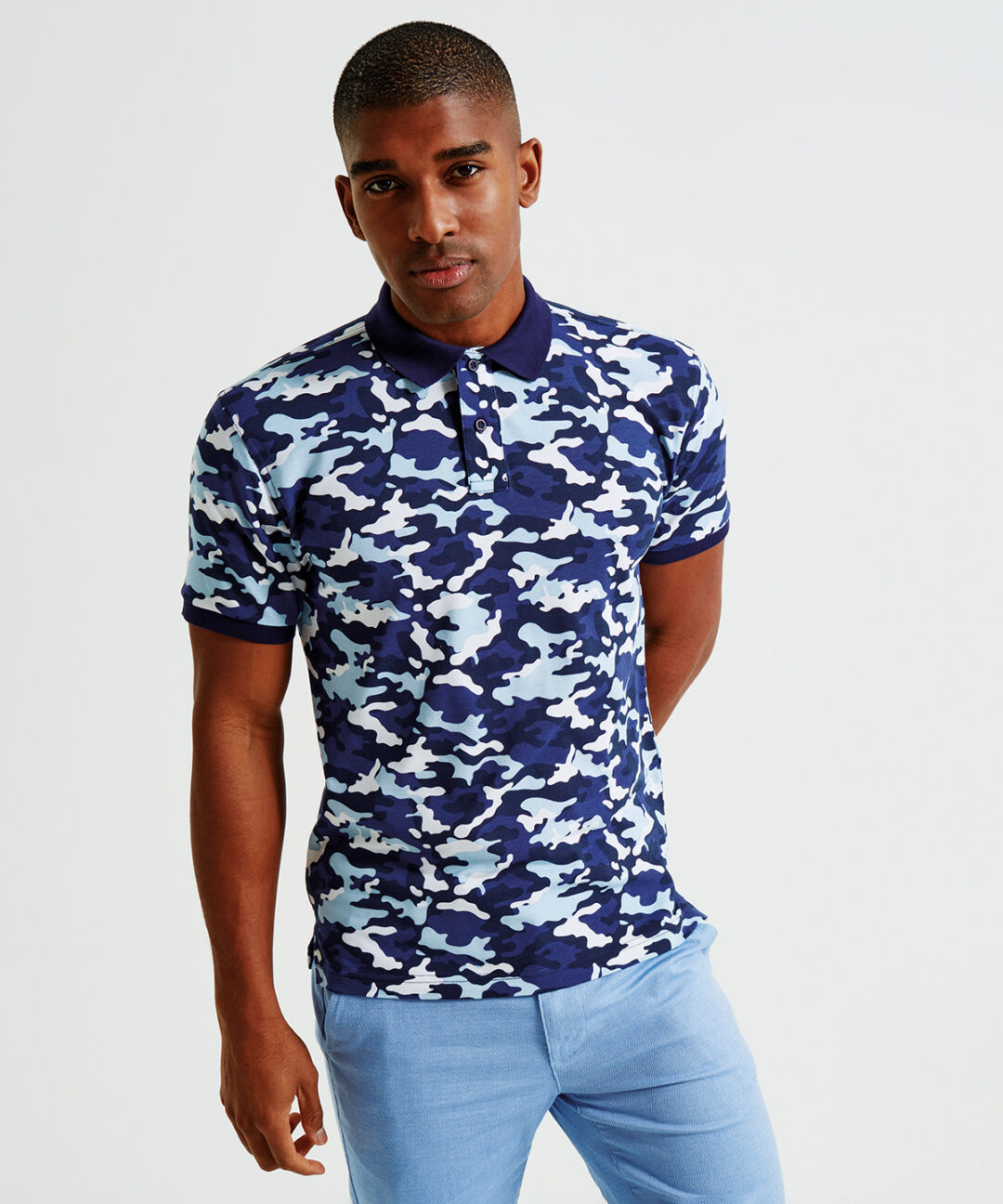 Asquith &#038; Fox Men&#8217;s camo piqu polo AQ018, Vivid Promotion Workwear