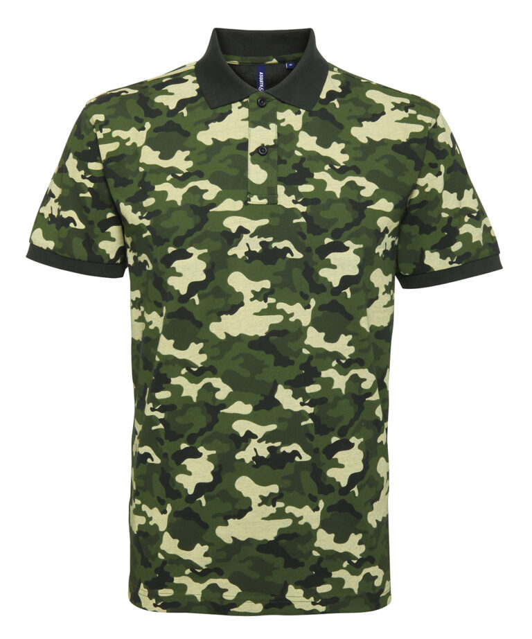 Asquith &#038; Fox Men&#8217;s camo piqu polo AQ018, Vivid Promotion Workwear