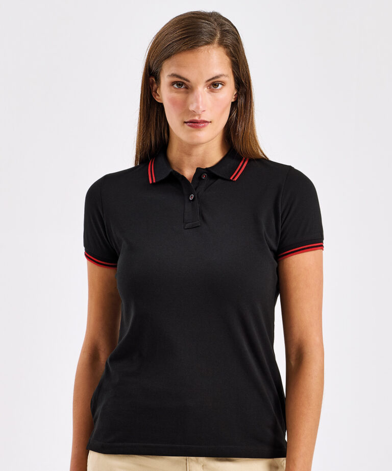 Asquith &#038; Fox Women&#8217;s classic fit tipped polo AQ021, Vivid Promotion Workwear