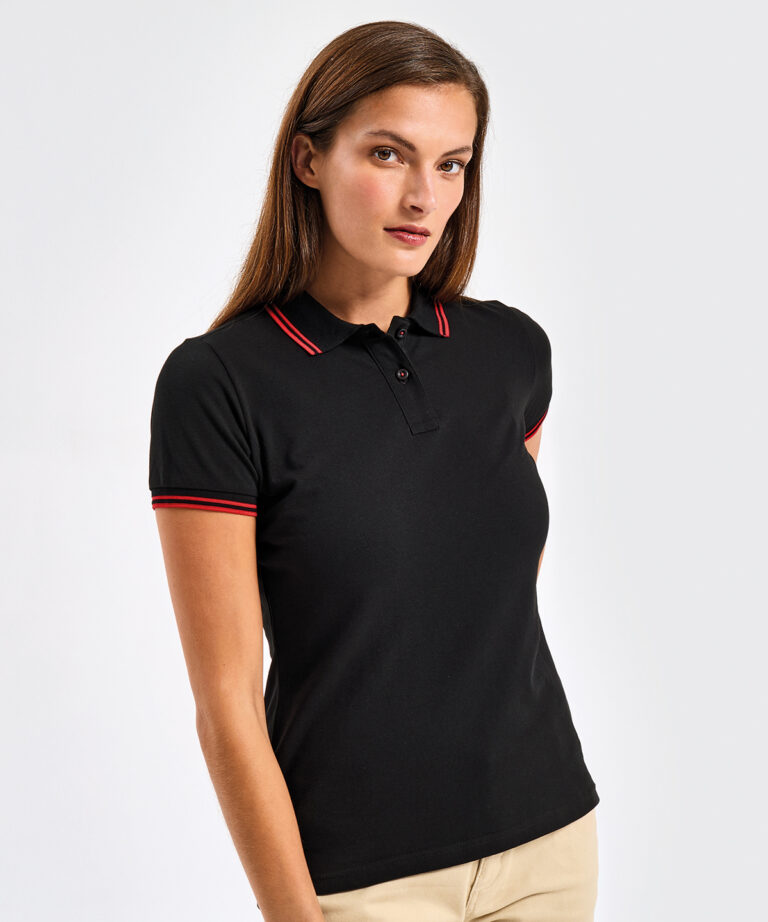 Asquith &#038; Fox Women&#8217;s classic fit tipped polo AQ021, Vivid Promotion Workwear