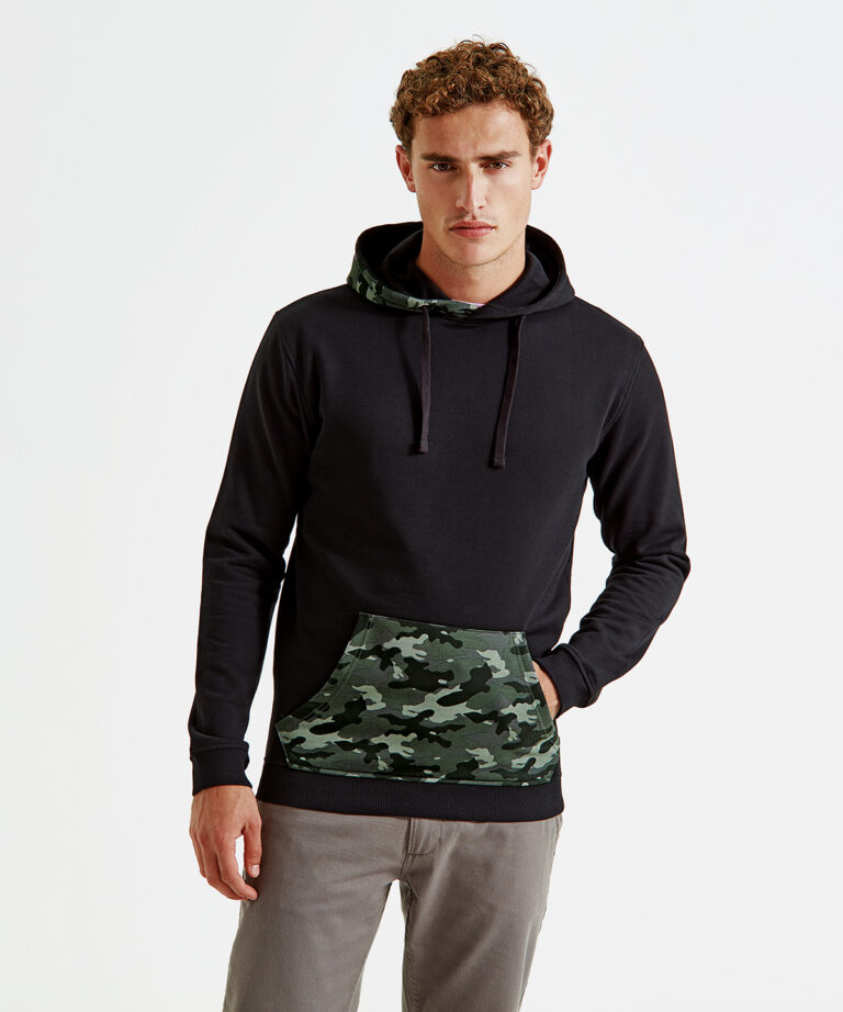 Asquith &#038; Fox Men&#8217;s camo trimmed hoodie AQ047, Vivid Promotion Workwear