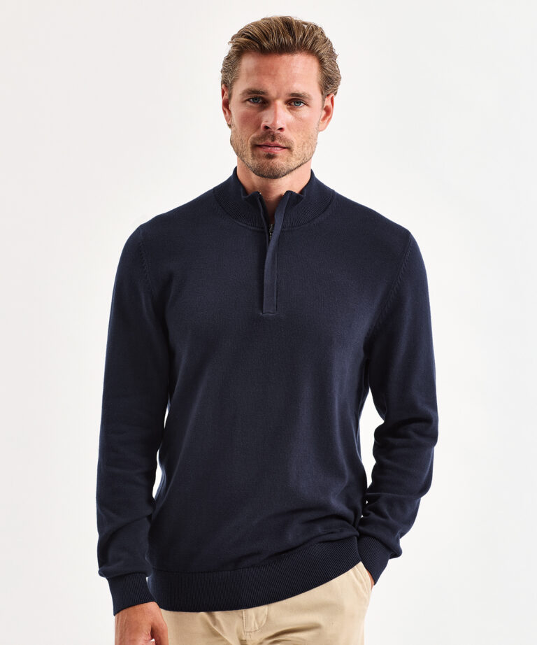 Asquith &#038; Fox Men&#8217;s cotton blend ? zip sweater AQ048, Vivid Promotion Workwear