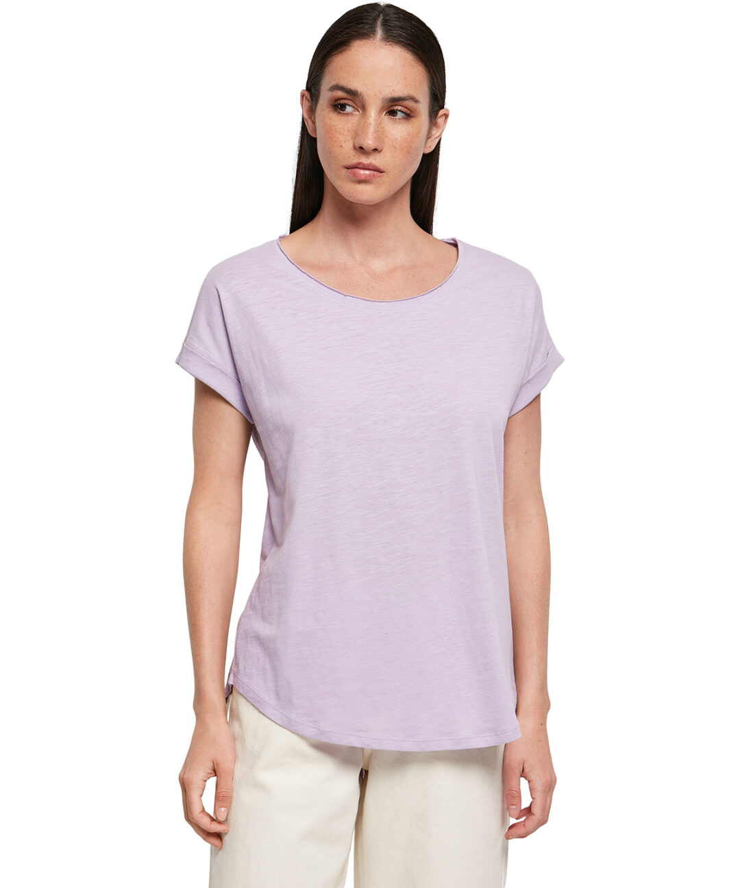 Build Your Brand Women&#8217;s long slub tee BY036, Vivid Promotion Workwear