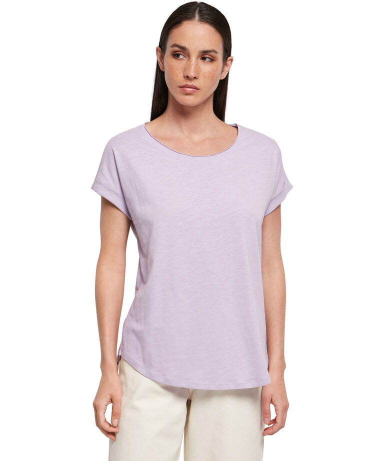 Build Your Brand Women&#8217;s long slub tee BY036, Vivid Promotion Workwear