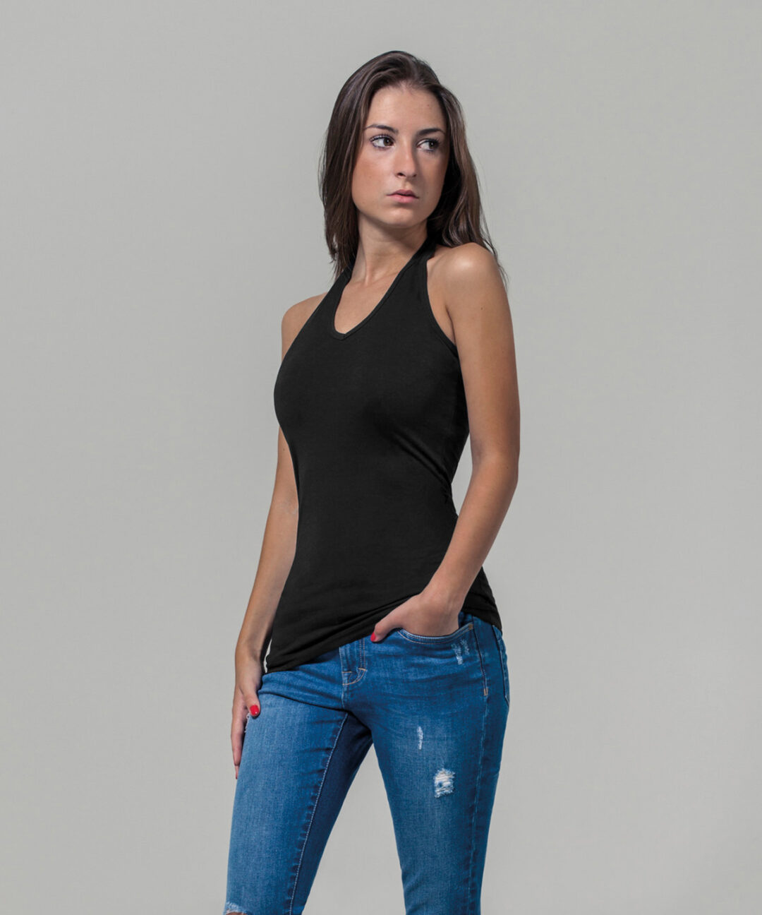 Build Your Brand Women&#8217;s neck holder shirt BY038, Vivid Promotion Workwear