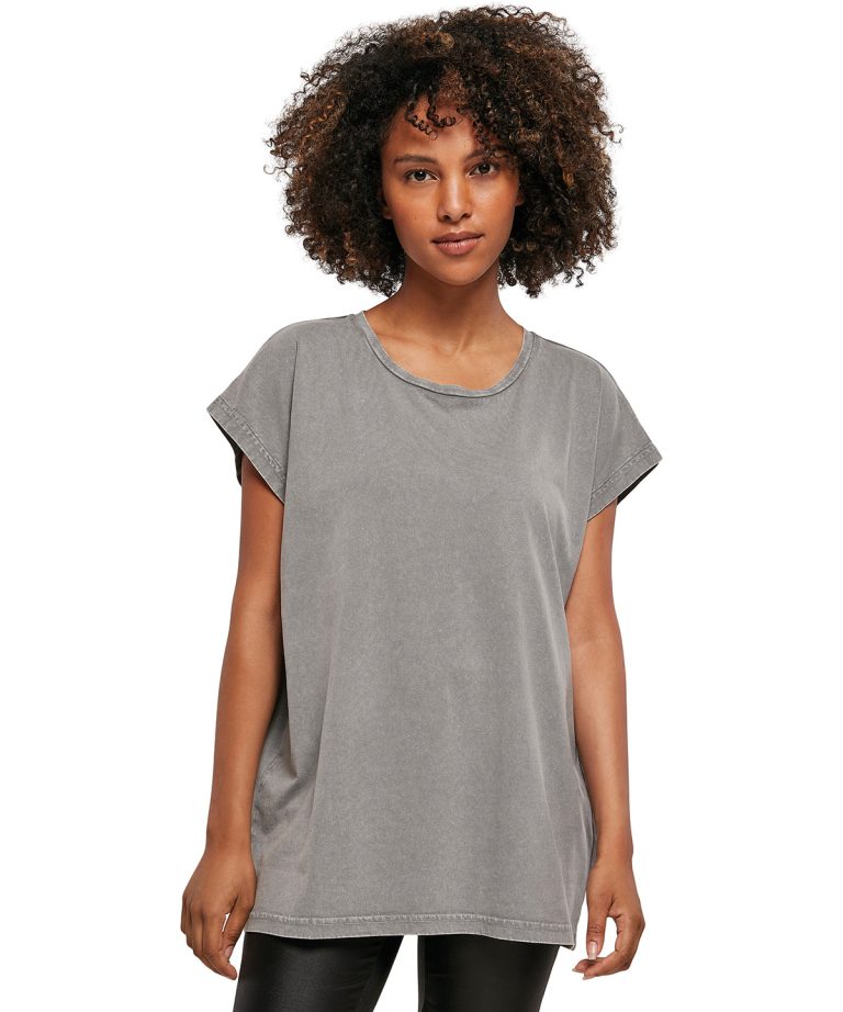 Alternative view of Build Your Brand - Womens Acid Washed Extended Shoulder Tee BY053